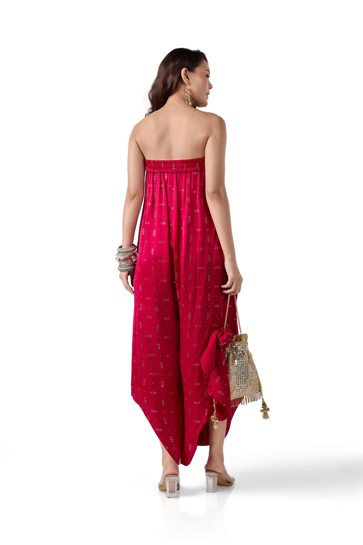 BERRY BLUSH MUKAISH TASSEL JUMPSUIT