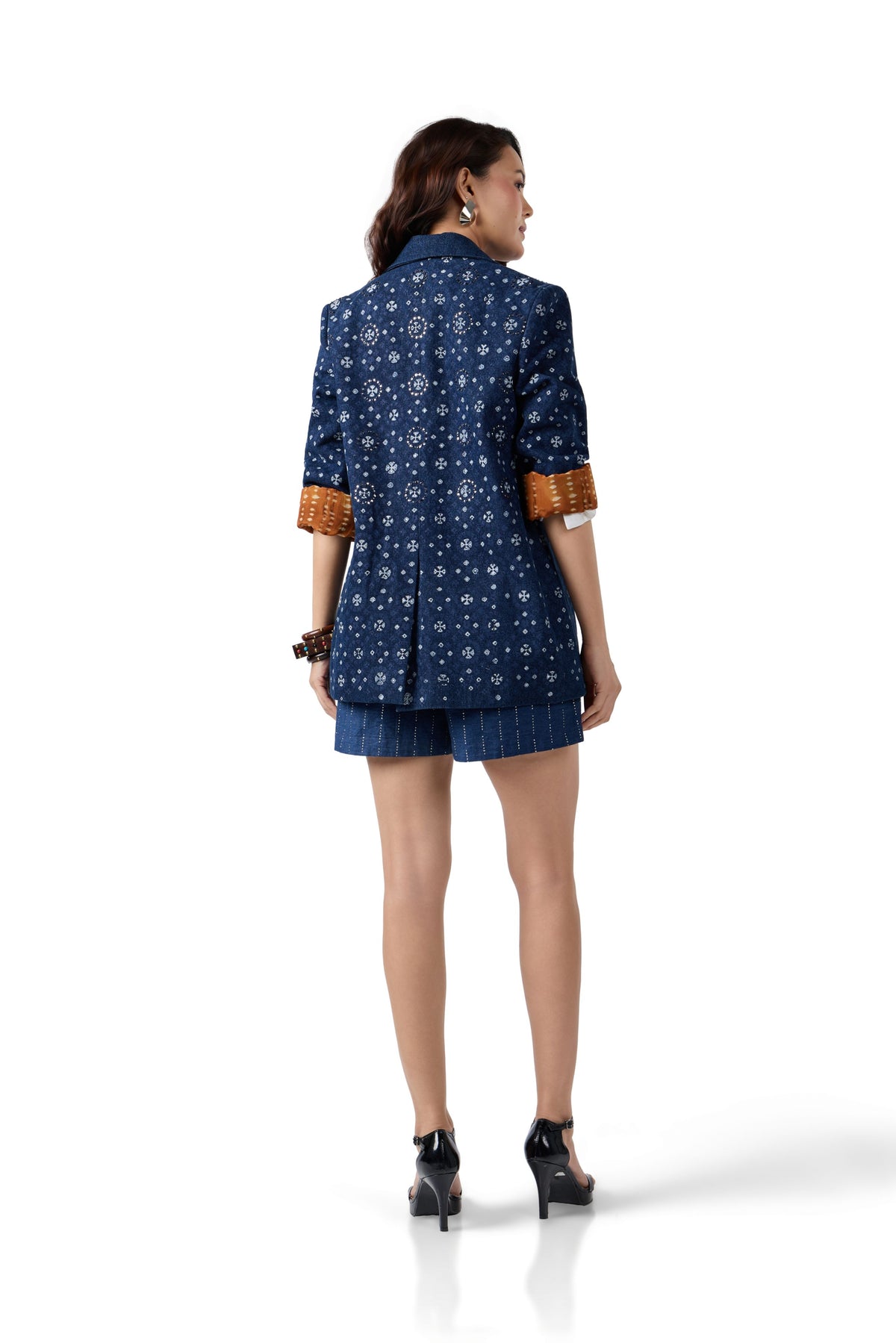BANDHANI BLOCK PRINT DENIM BLAZER
