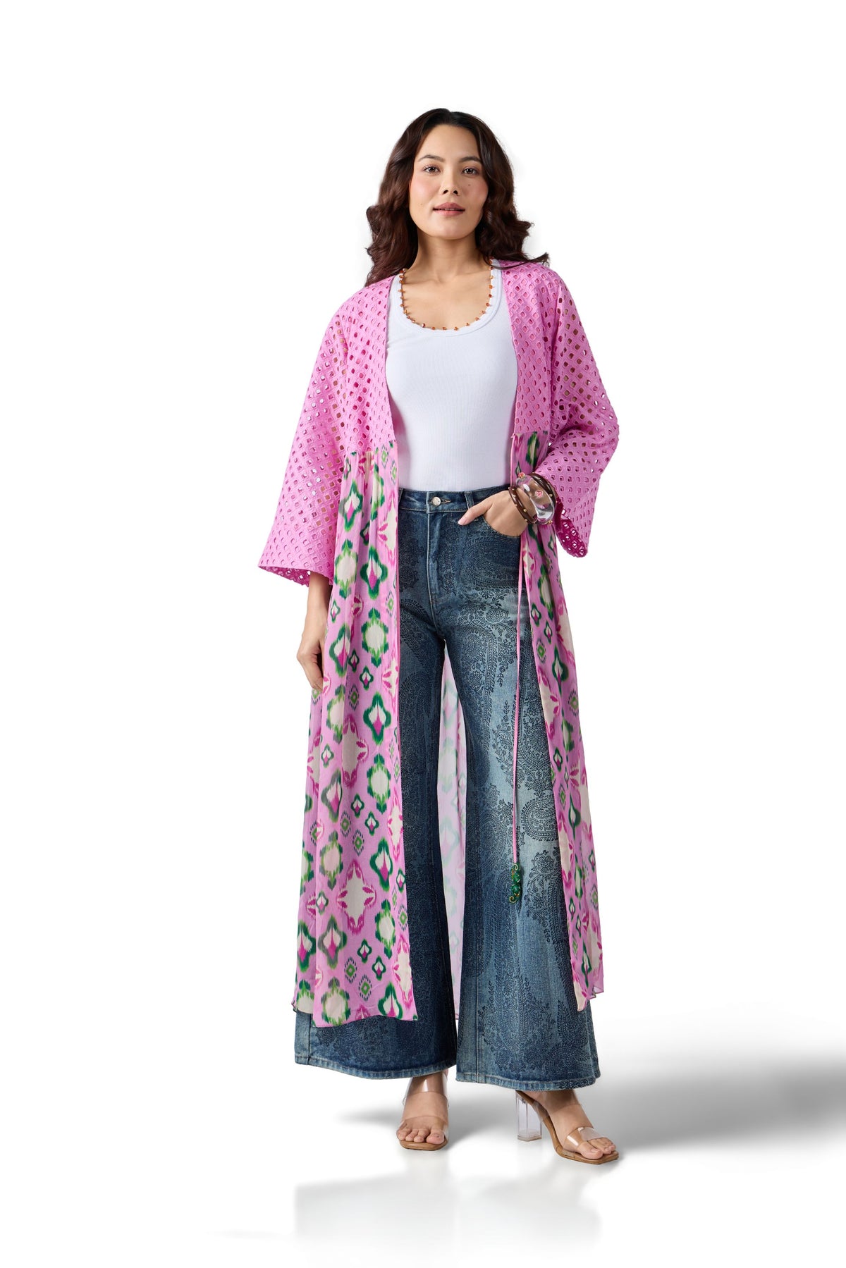 IKAT CUTWORK DUSTER DRESS