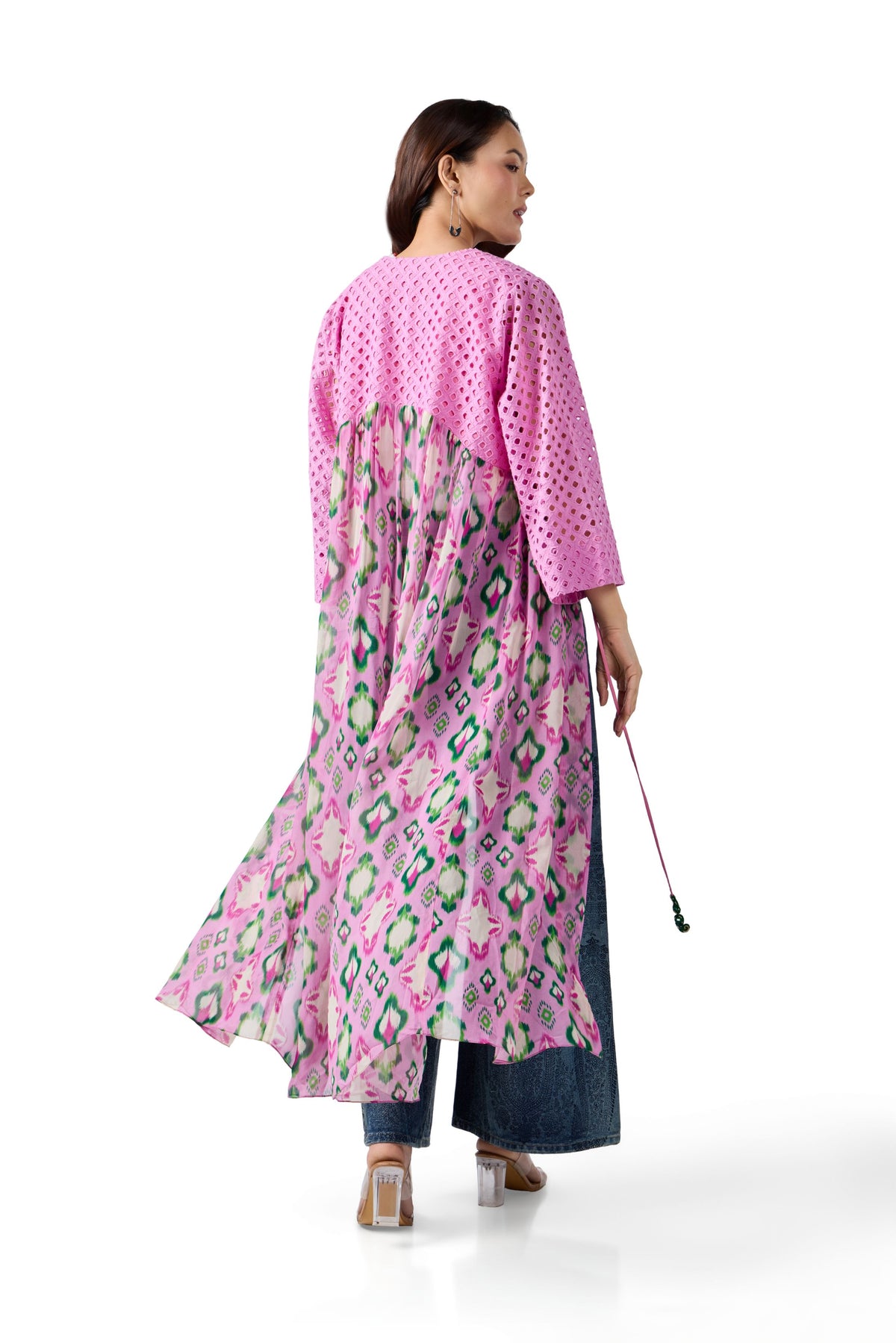 IKAT CUTWORK DUSTER DRESS
