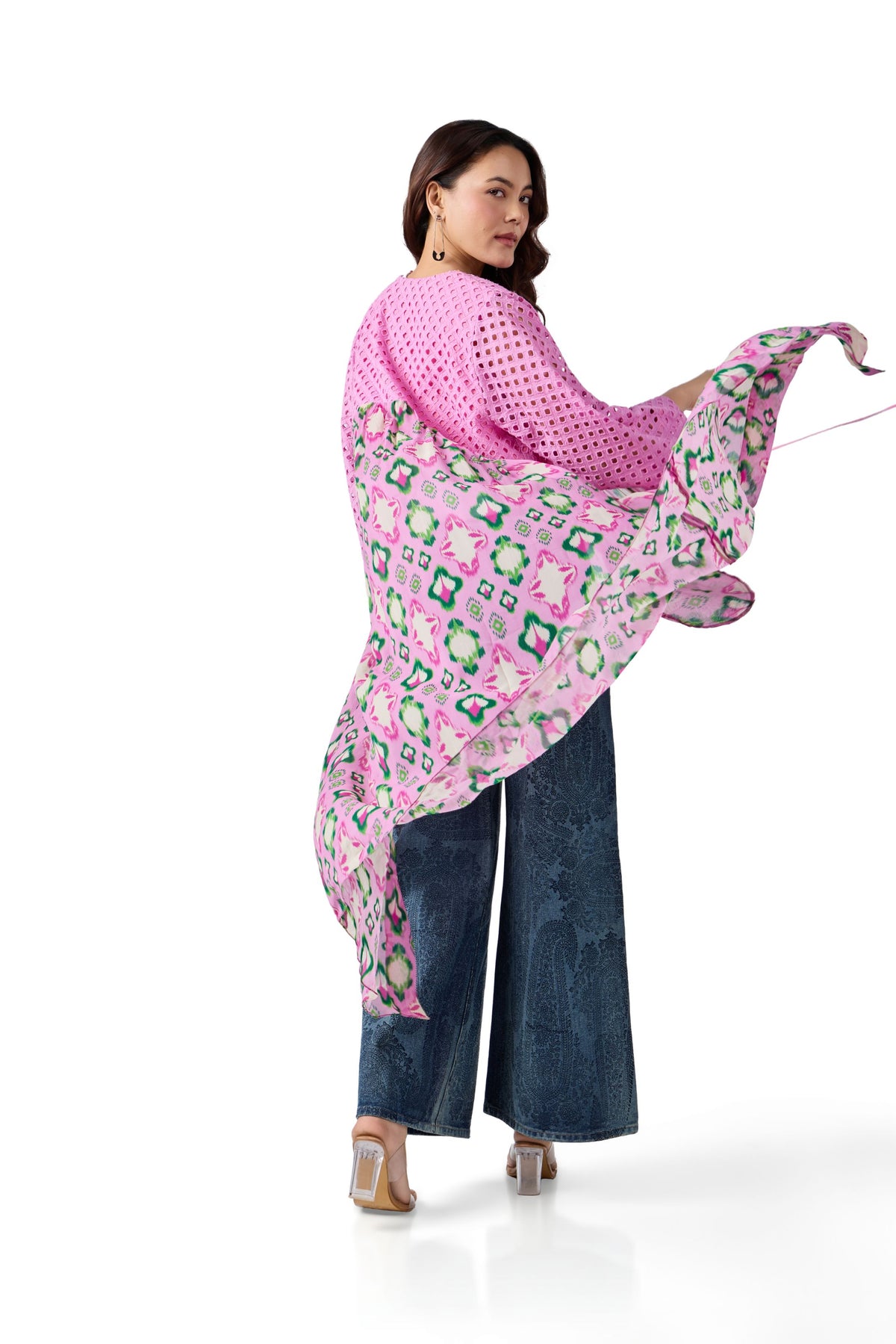 IKAT CUTWORK DUSTER DRESS