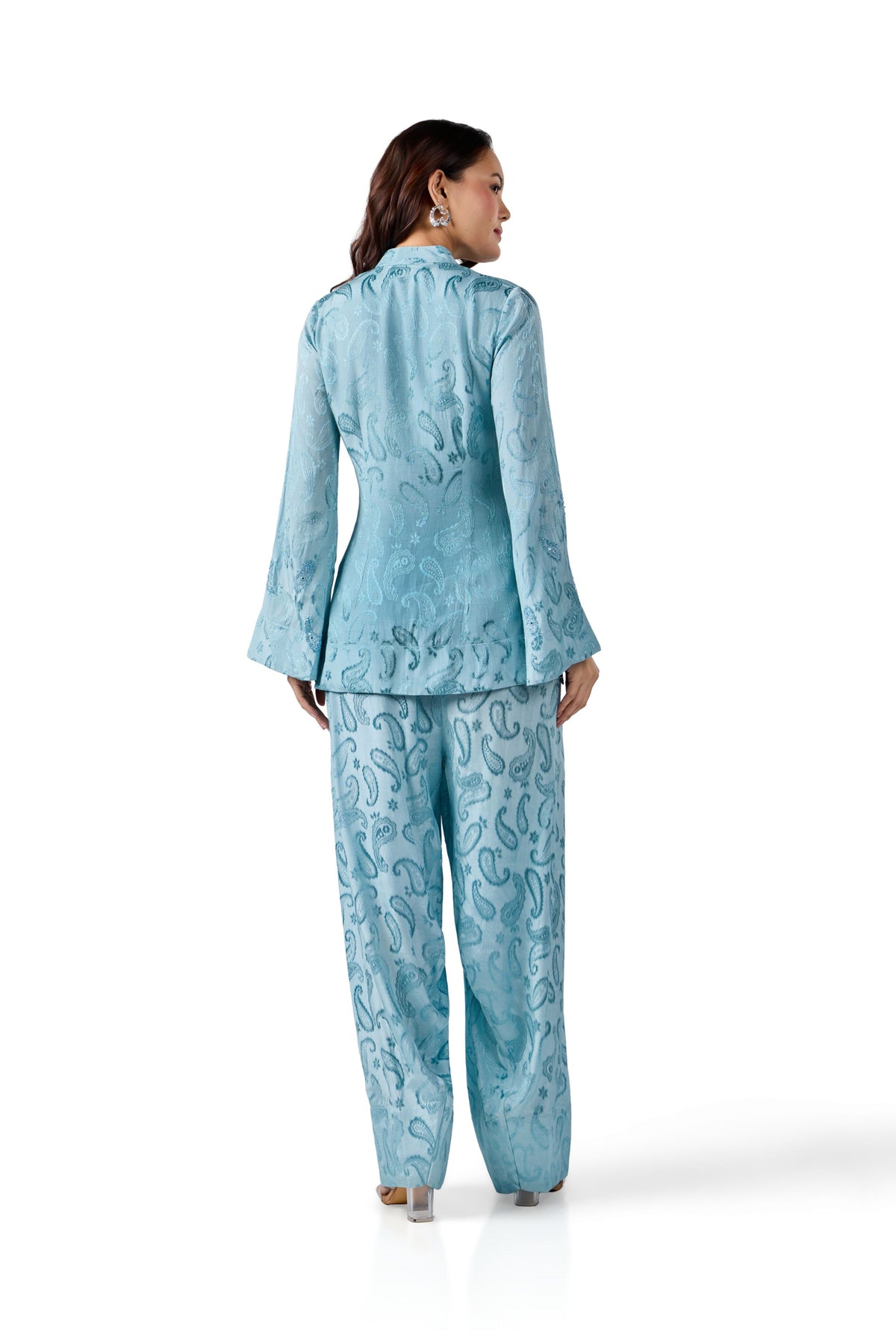 Ice Blue Paisley Tunic with Farsi Pants