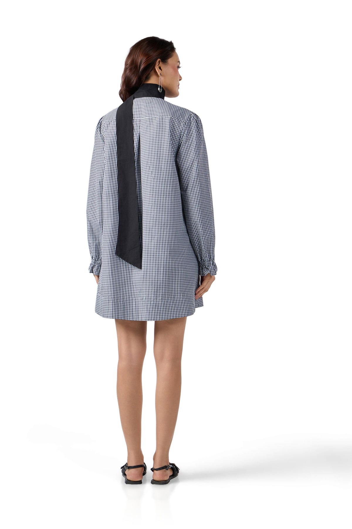 GINGHAM SCARF SHIRT DRESS