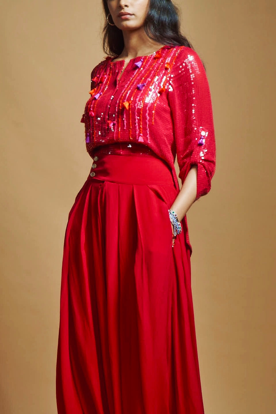 BERRY RED PATIALA PANTS
