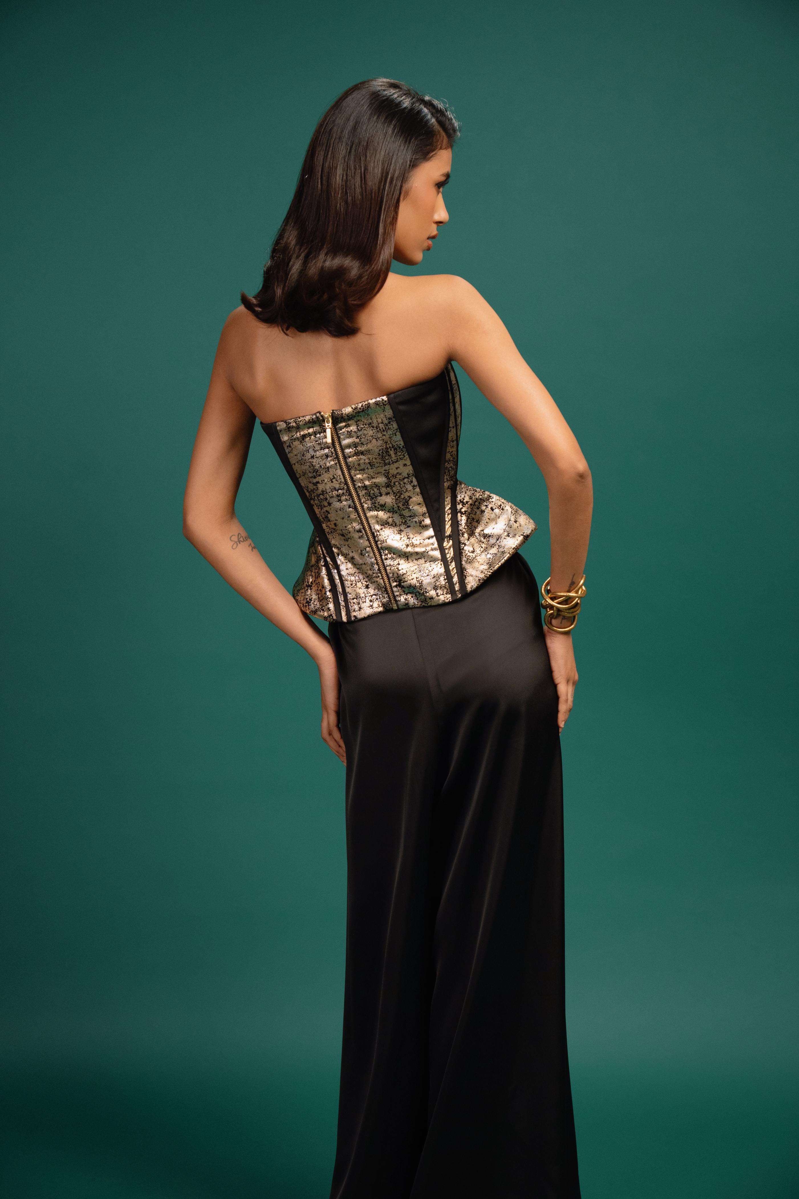 Ebony Metal Satin Corset