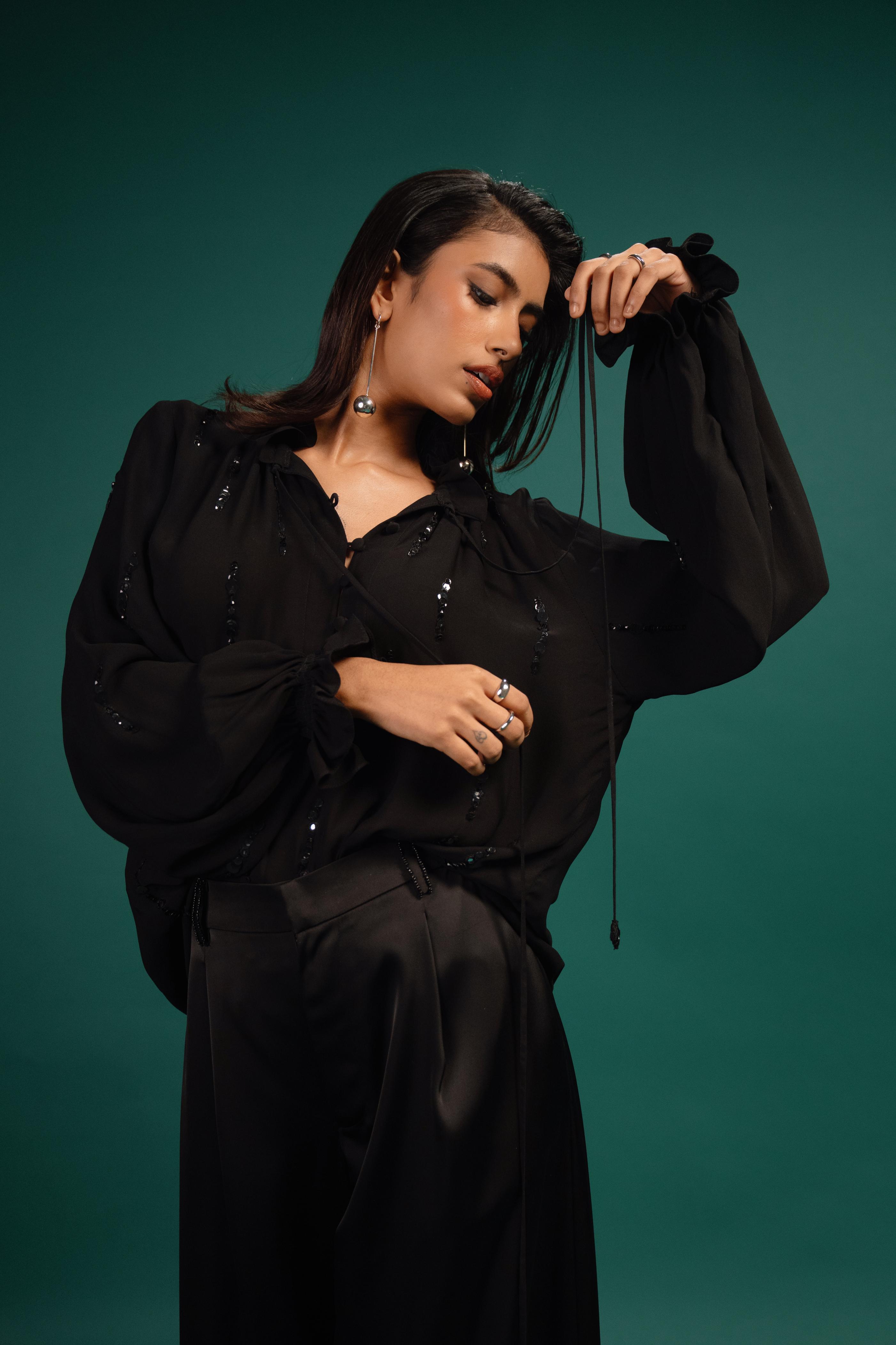 Ebony Flared Satin Pants