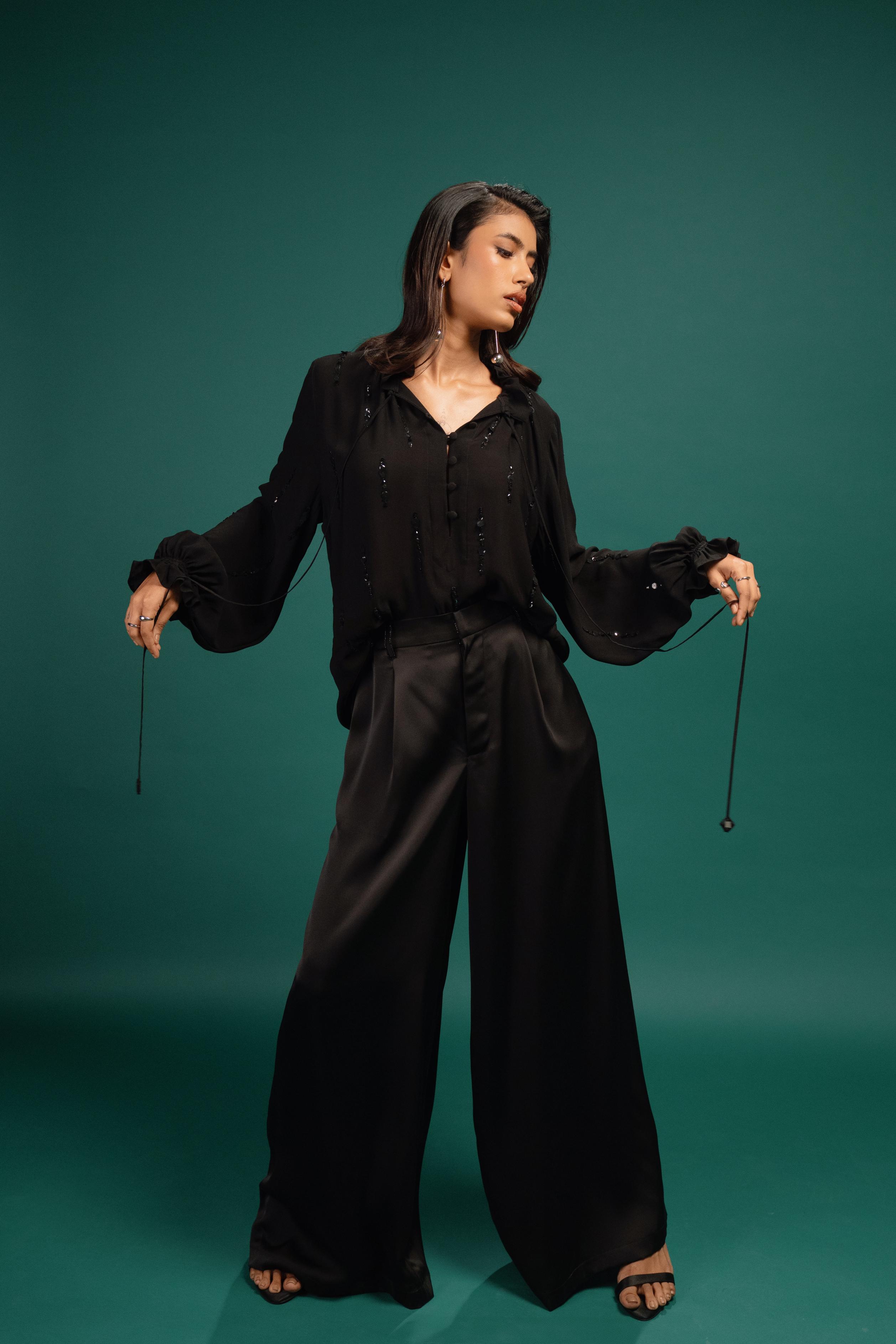 Ebony Sequin Georgette Blouse