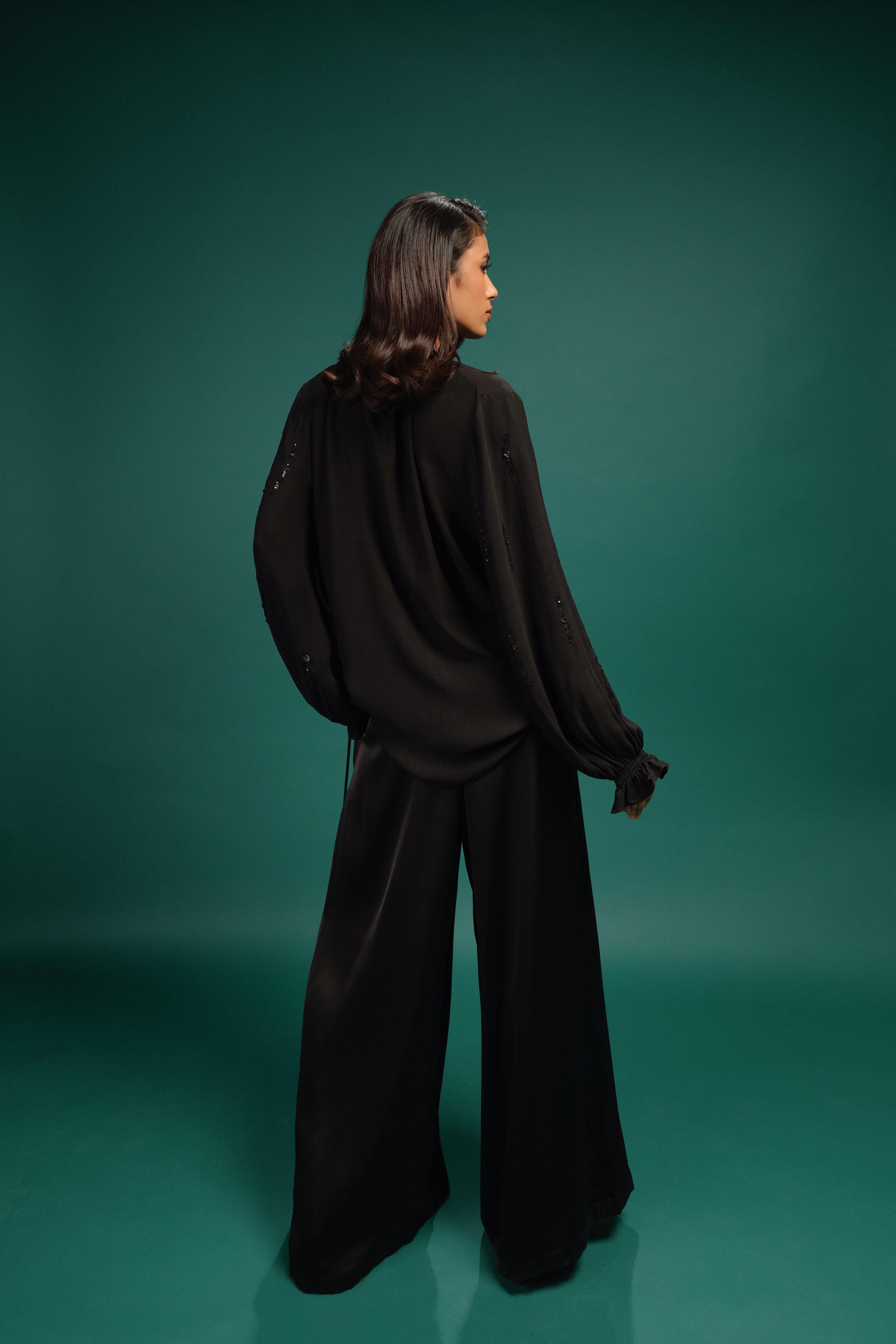 Ebony Flared Satin Pants