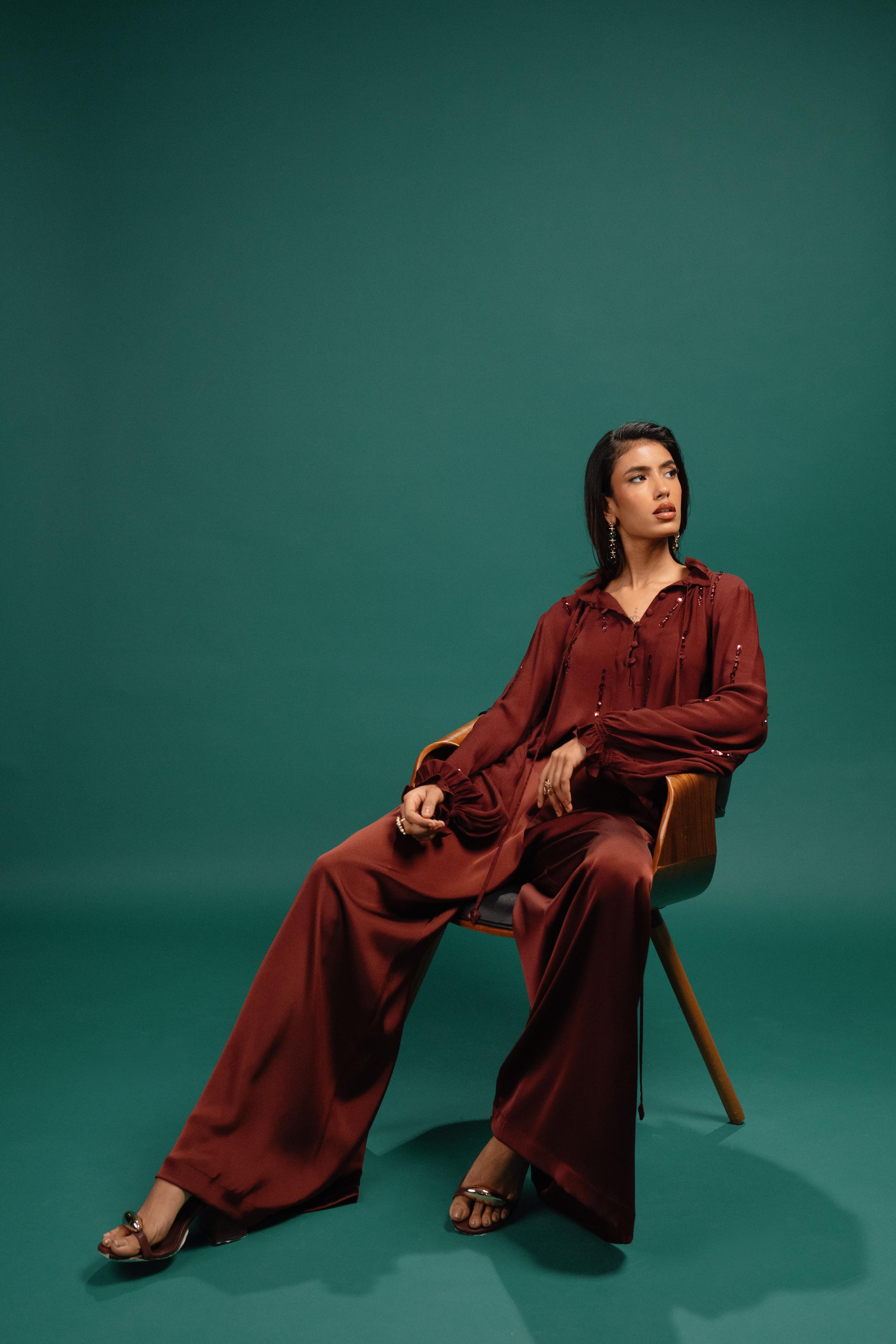 Garnet Flared Satin Pants