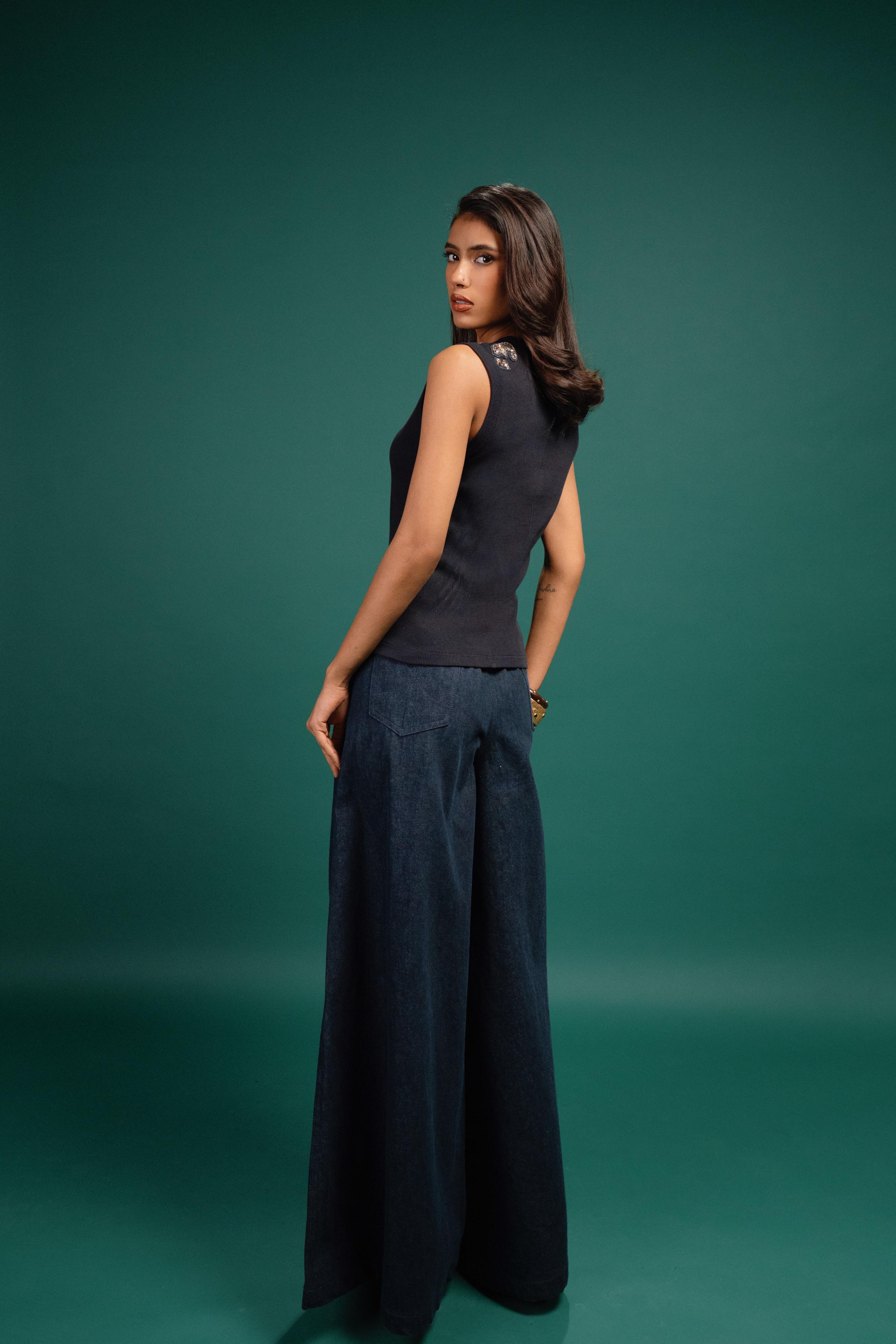 Midnight Spotted Foil Tank