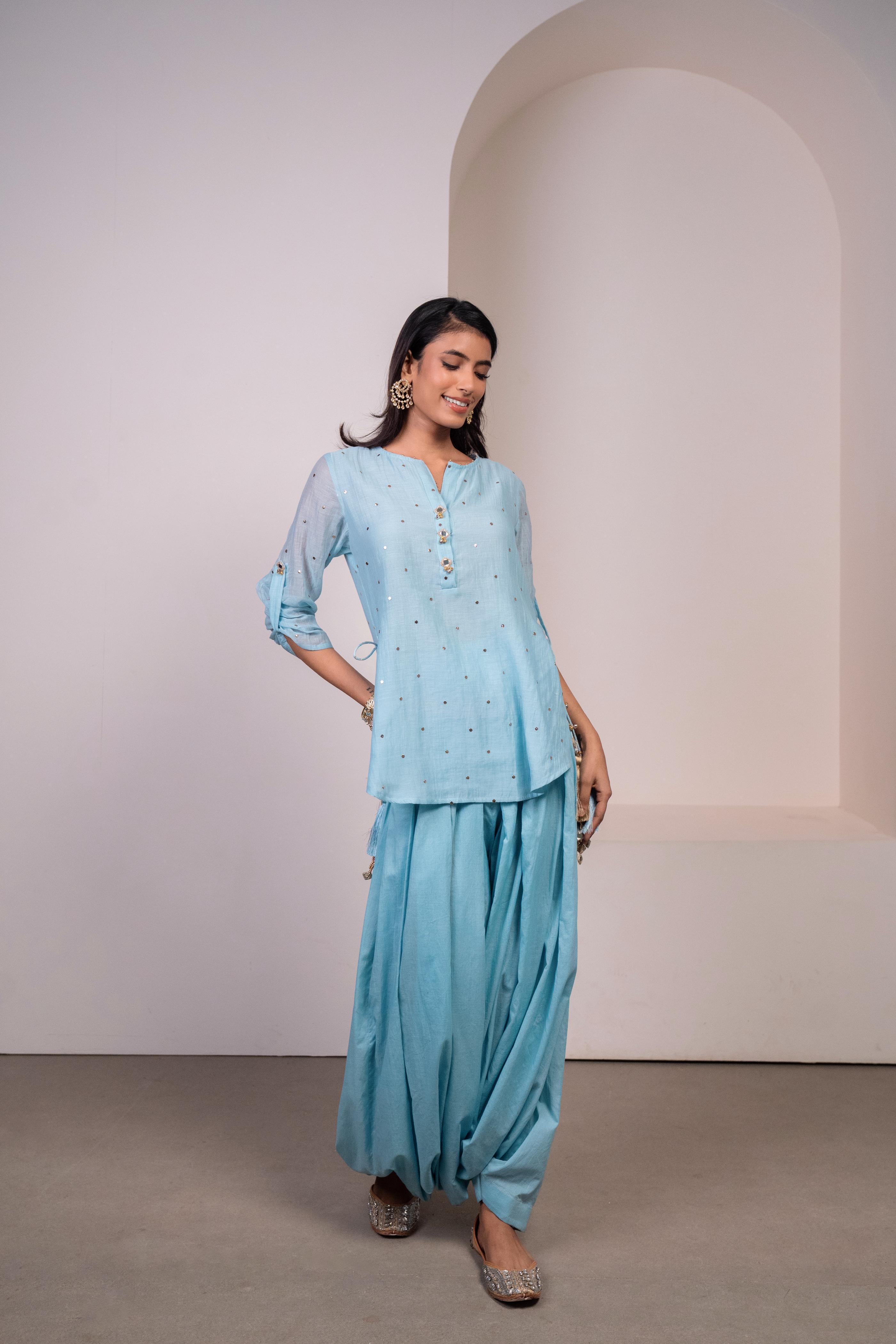 Icy Blue Patiala Kurti Set