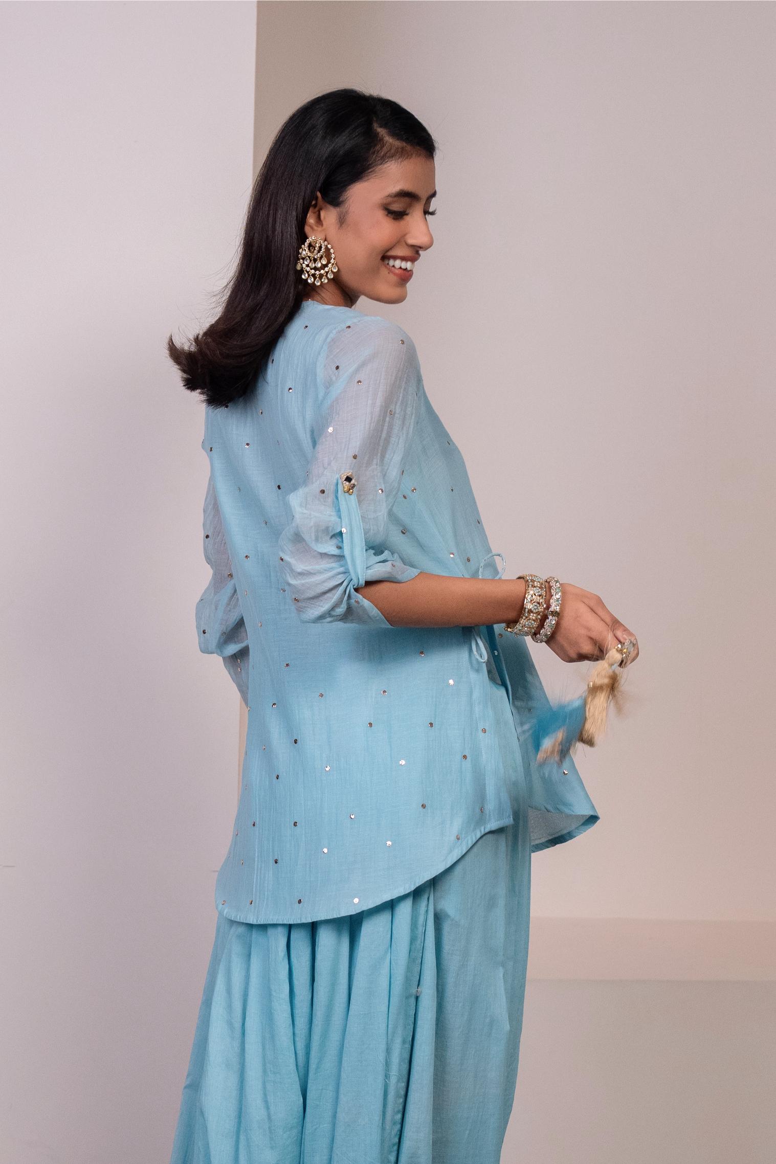 Icy Blue Patiala Kurti Set
