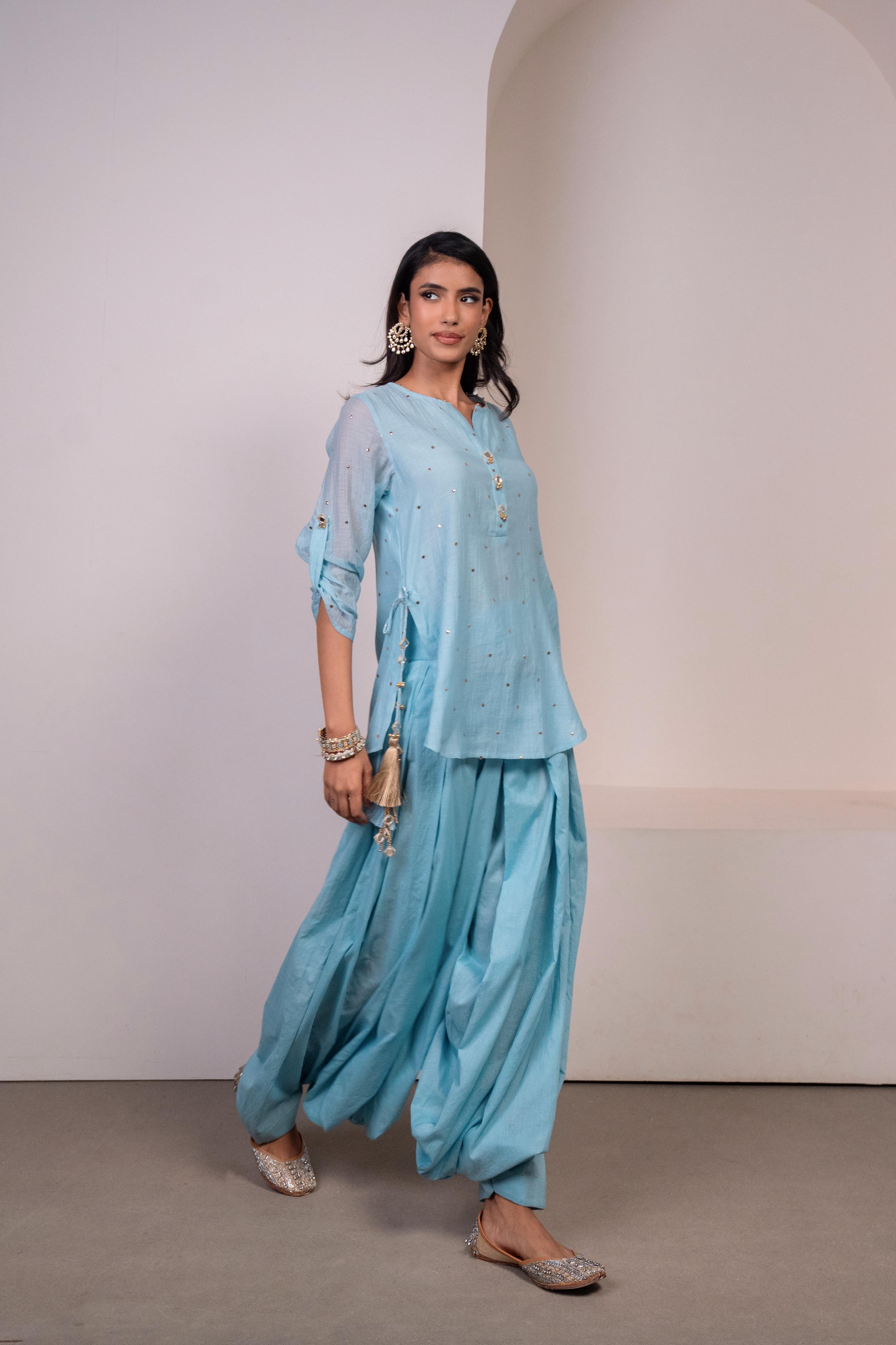 Icy Blue Patiala Kurti Set