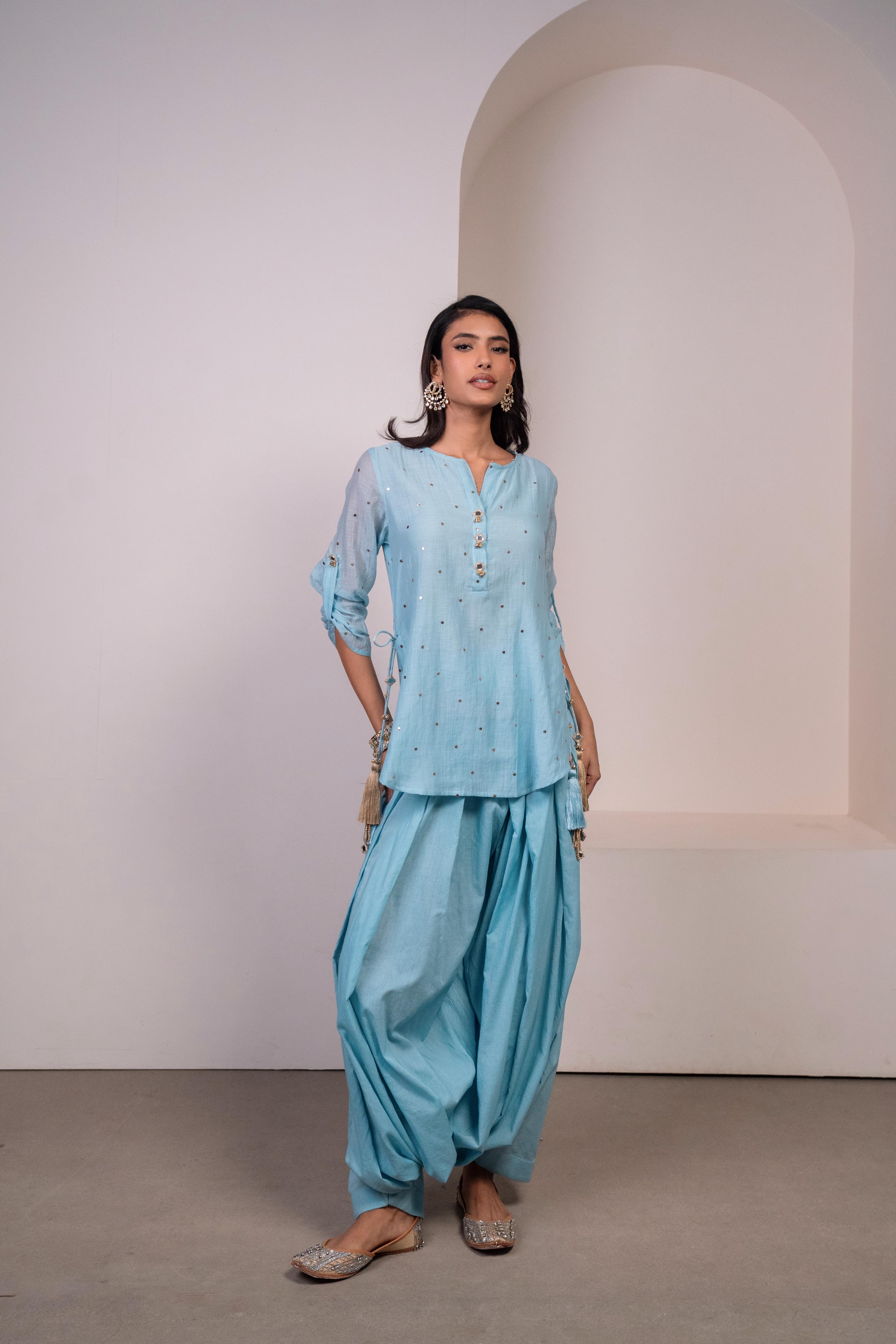 Icy Blue Patiala Kurti Set