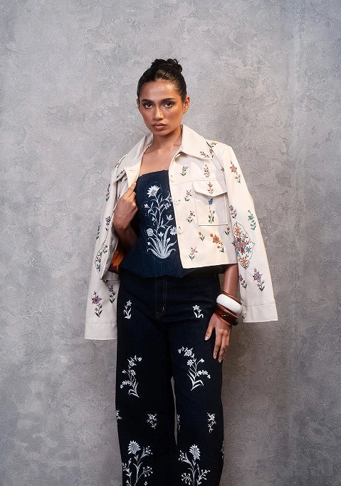 Cream Gul-e-vilayat cropped jacket