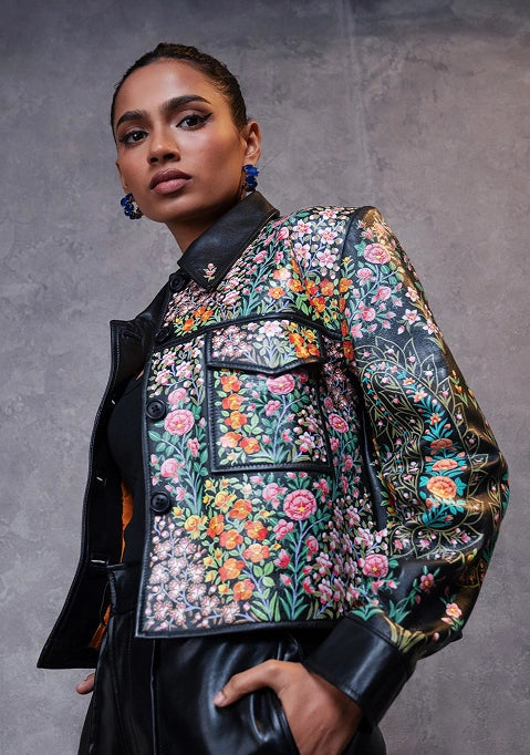 Black Nishat Bagh Cropped Jacket