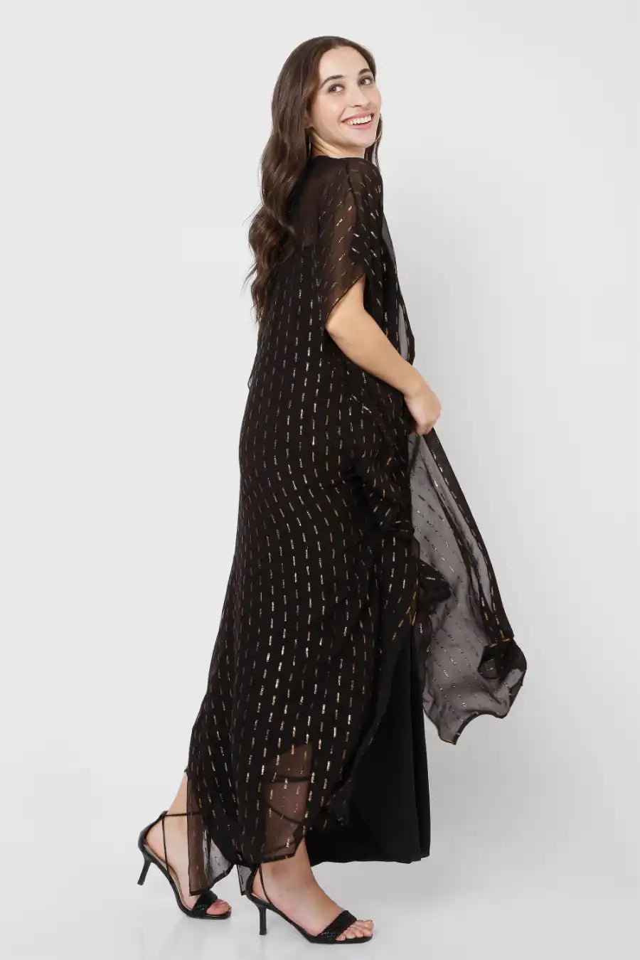 Black Embroidered Maxi Duster