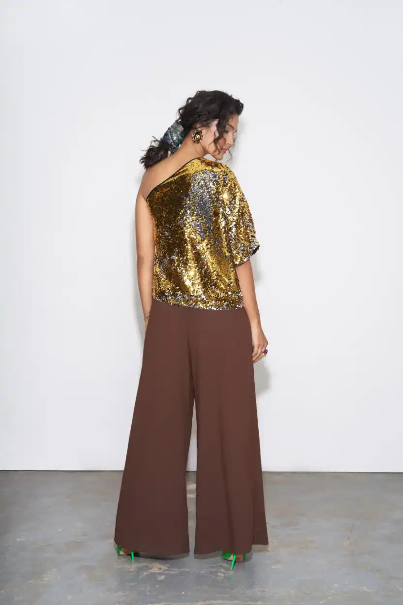 Chocolate Brown Pleated Trousers