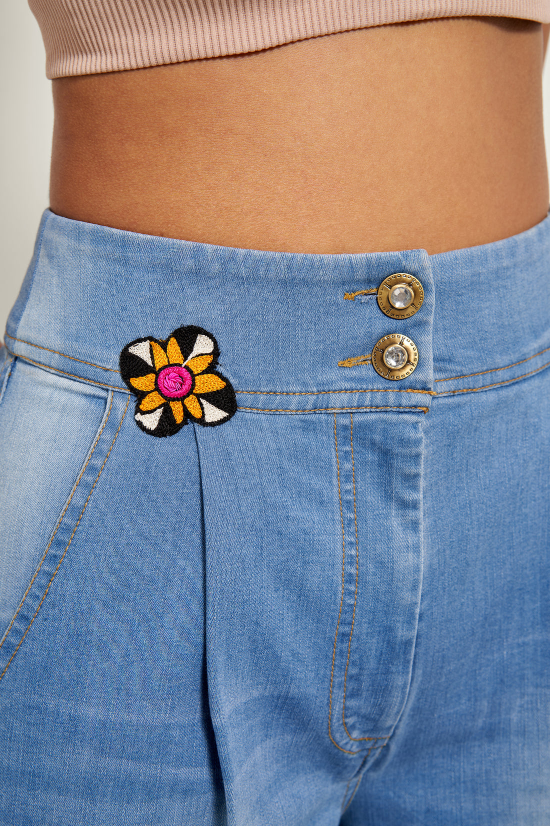 Denim Flower Trousers