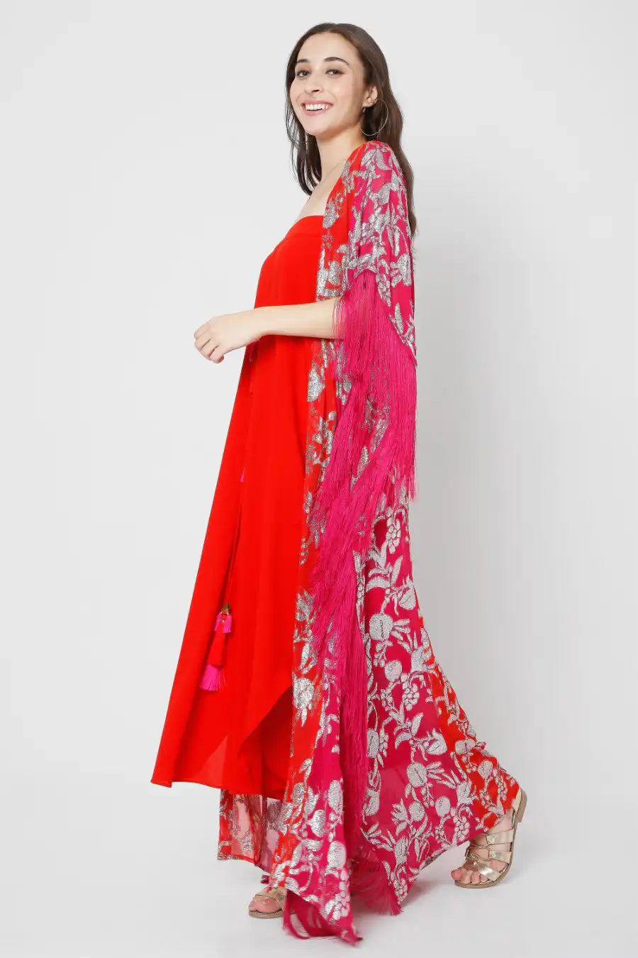 Fuchsia And Red Patchwork Maxi Duster
