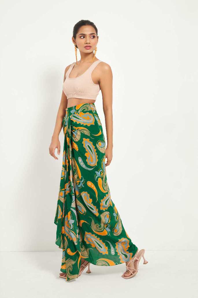 Draped Midi Silk Skirt | Jasmine Chong