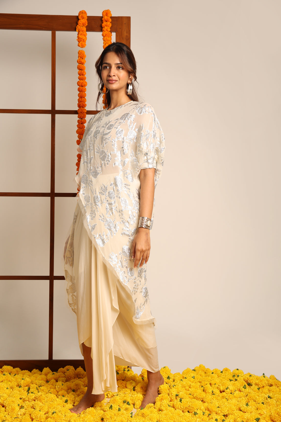 Ivory Embroidered Wrap Tunic