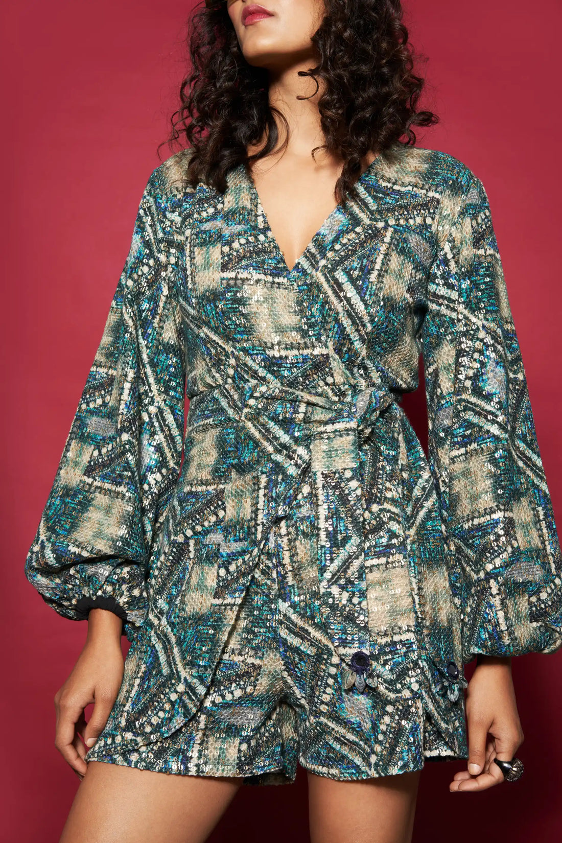 Blue Abstract Printed Romper