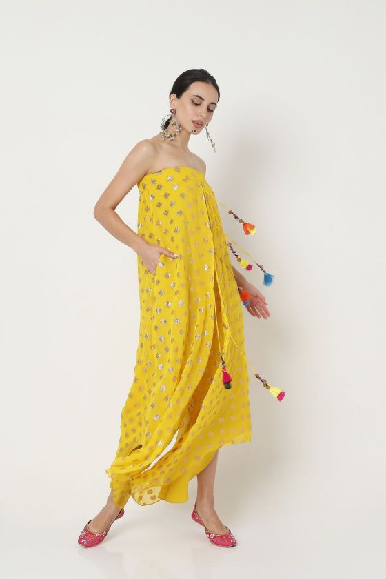 Yellow Embroidered Jumpsuit